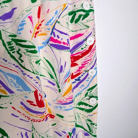 Albert Nipon Vintage Silk Pink and Blue Midi Pencil Skirt 0 4 - Picture 2 of 4